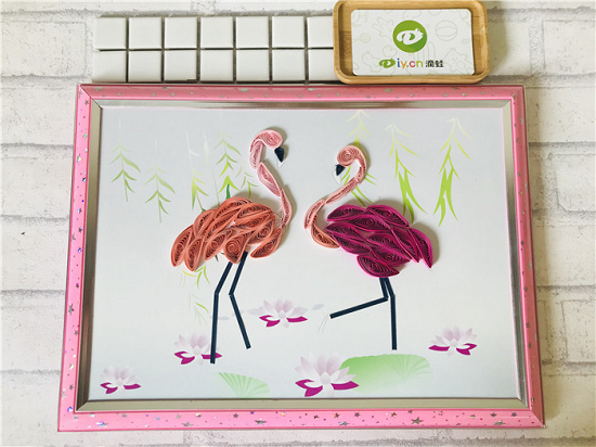 滴蛙手工夏季新品--纸艺创意DIY粉红鹤