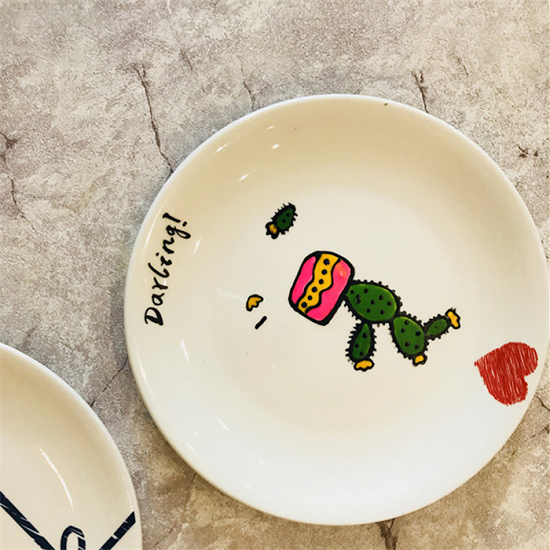 滴蛙手工创意陶瓷作品--彩绘仙人掌
